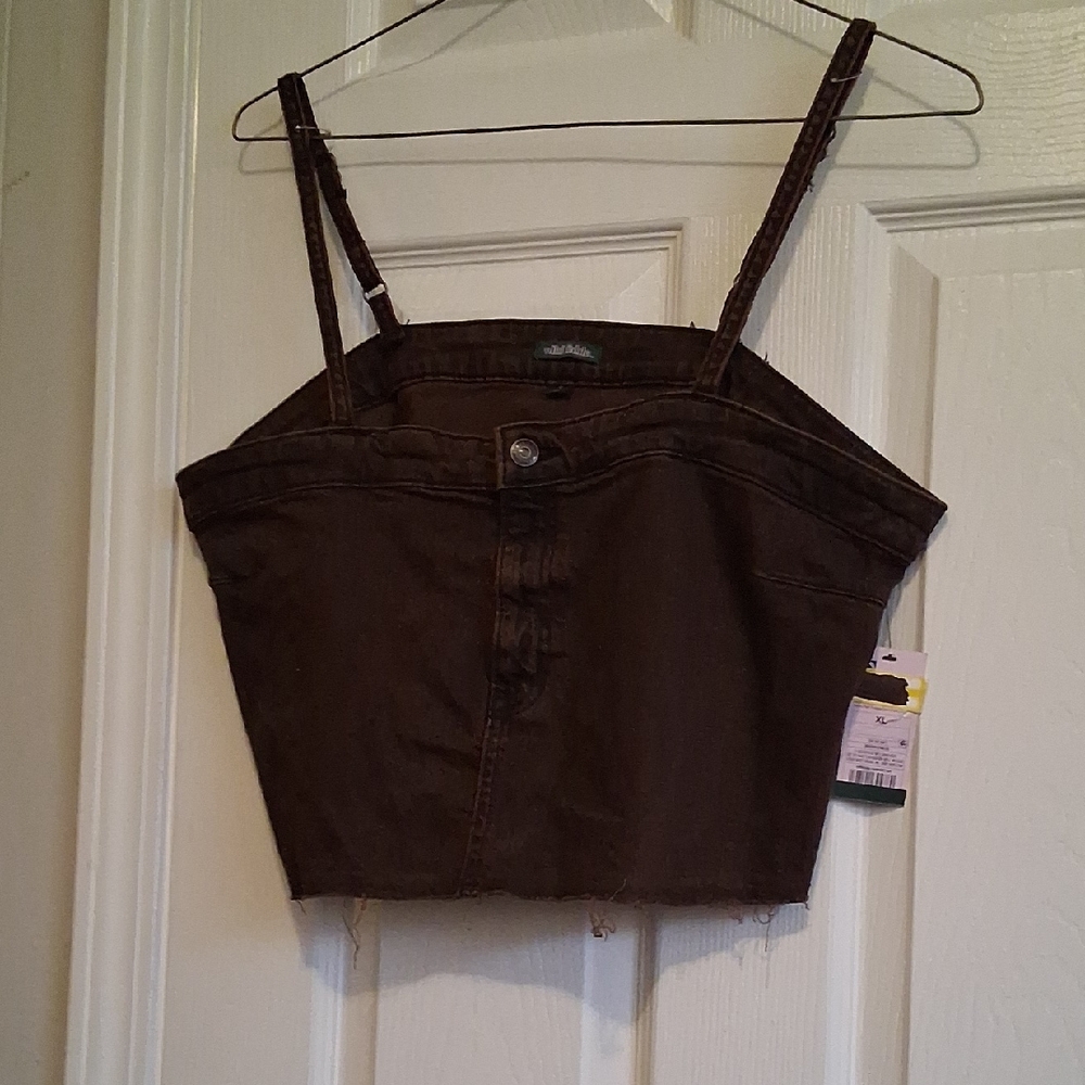 Brown Denim Crop Top